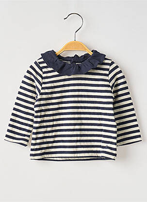 T-shirt coupe cintrée manches longues bleu PETIT BATEAU fille
