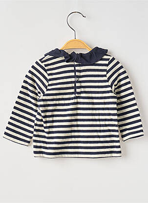 T-shirt coupe cintrée manches longues bleu PETIT BATEAU fille