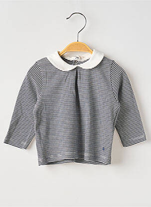 T-shirt coupe cintrée manches longues bleu PETIT BATEAU fille