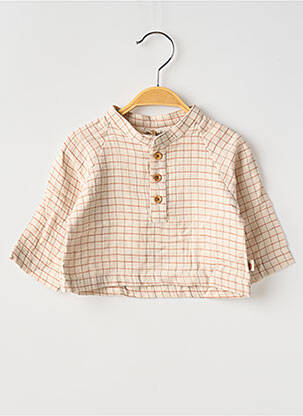 Chemise manches longues imprimé carreaux marron MOULIN ROTY garçon