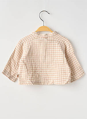 Chemise manches longues imprimé carreaux marron MOULIN ROTY garçon