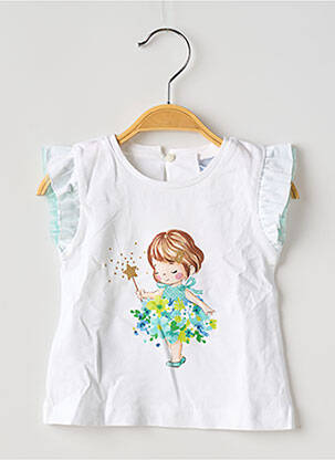 T-shirt fermeture boutonnée au dos manches courtes blanc MAYORAL fille