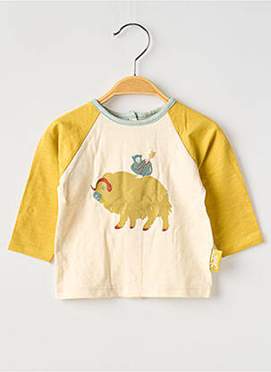 T-shirt fermeture pressionnée manches longues jaune MOULIN ROTY garçon