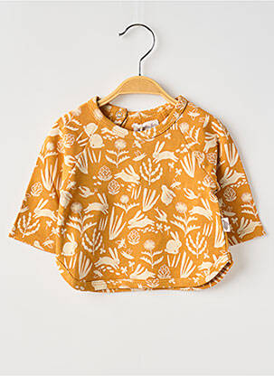 Pull coupe droite manches longues orange MOULIN ROTY fille
