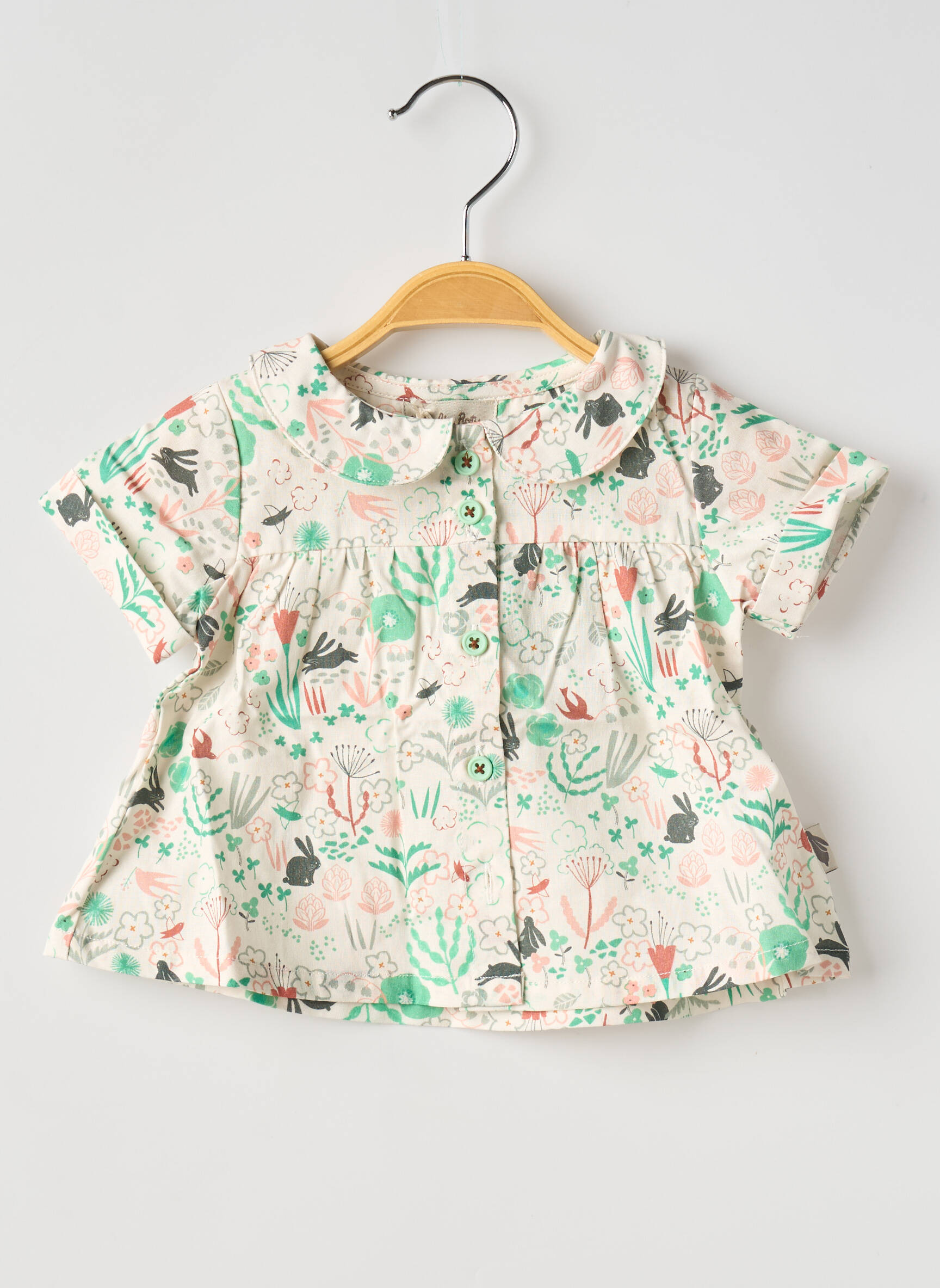 Chemisier manches courtes manches courtes vert MOULIN ROTY fille