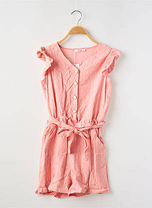 Combishort fermeture boutonnée sur le devant manches courtes rose LOEVIA fille