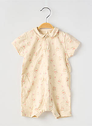 Combishort tissage jersey manches courtes beige PETIT BATEAU fille