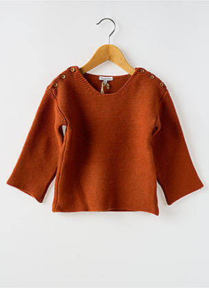 Pull coupe droite manches longues marron MOULIN ROTY garçon