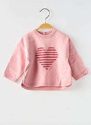Sweat-shirt manches longues manches longues rose PETIT BATEAU fille
