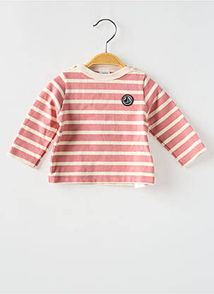 T-shirt coupe droite manches longues rose PETIT BATEAU fille