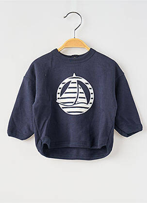 Sweat-shirt stretch manches longues bleu PETIT BATEAU garcon
