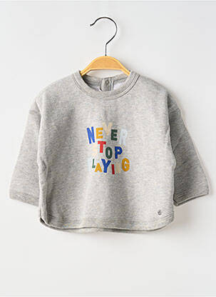 Sweat-shirt stretch manches longues gris PETIT BATEAU garçon