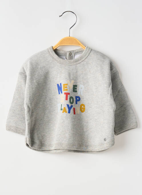 Sweat-shirt tissage jersey manches longues gris PETIT BATEAU garcon