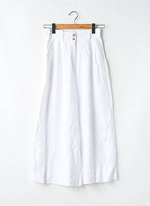 Pantalon large fermeture zippée sous rabat boutonné taille normale blanc SANS MARQUE femme