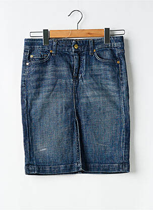 Jupe mi-longue coupe droite bleu FOR ALL MANKIND femme