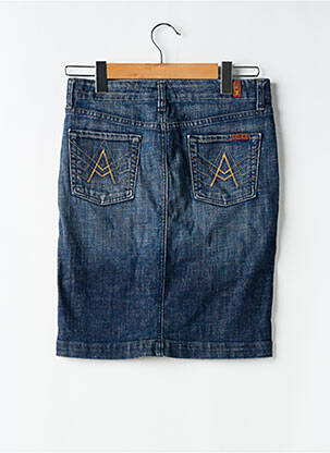 Jupe mi-longue coupe droite bleu 7 FOR ALL MANKIND femme