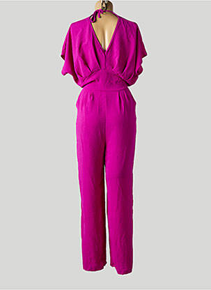 Combi-pantalon tissage crêpe manches courtes violet SANS MARQUE femme