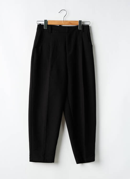 Pantalon large tissage popeline taille normale noir ZARA femme