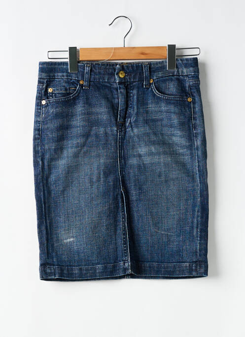 Jupe mi-longue coupe droite bleu 7 FOR ALL MANKIND femme