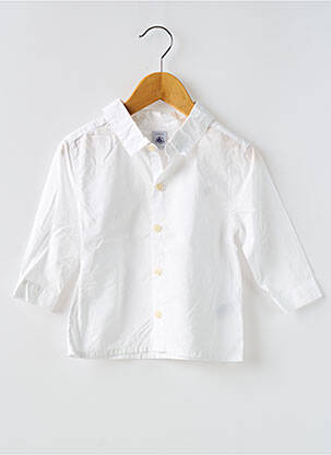Chemise manches longues tissage popeline blanc PETIT BATEAU garçon