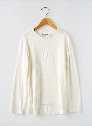Pull coupe droite manches longues blanc MINI MIGNON fille