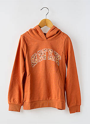 Sweat-shirt à capuche tissage jersey manches longues orange ONLY fille