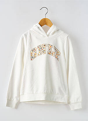 Sweat-shirt à capuche tissage jersey manches longues blanc ONLY fille