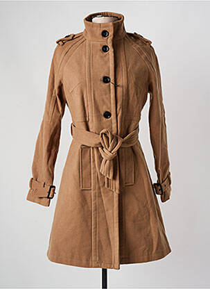 Manteau long coupe cintrée sans capuche marron GOLD SK femme