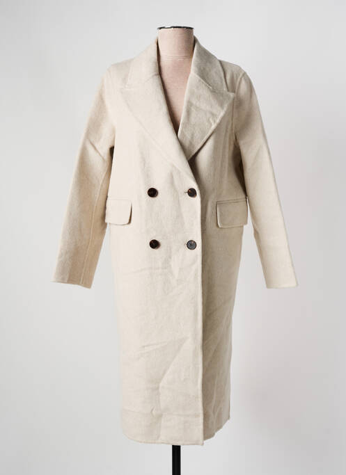 Manteau long coupe cintrée sans capuche beige SEE U SOON femme