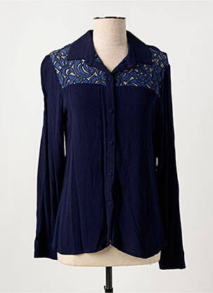 Chemisier tissage crêpe manches longues bleu MAMOUCHKA femme