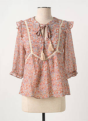 Blouse légère et transparente manches 3/4 orange RUE MAZARINE femme