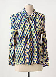 Chemisier coupe cintrée manches longues bleu SUNCOO femme