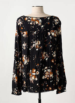Blouse tissage popeline manches longues noir KANOPE femme