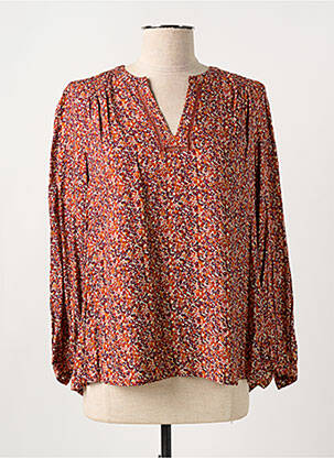 Blouse tissage popeline manches 3/4 orange INDI & COLD femme