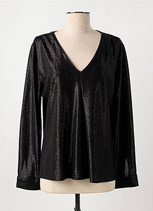 Top tissage crêpe manches longues noir MAMOUCHKA femme