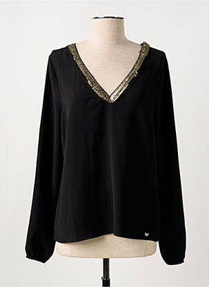 Blouse poignets boutonnés avec fente manches longues noir LES P'TITES BOMBES femme