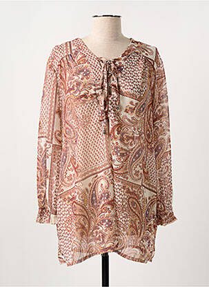 Tunique manches longues tissage crêpe marron GILMA D'AGO' femme