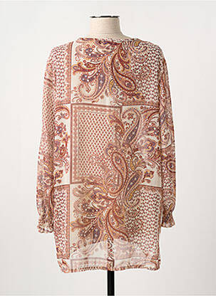 Tunique manches longues tissage crêpe marron GILMA D'AGO' femme