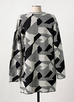 Gilet manches longues col rond gris GRIFFON femme