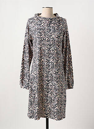 Robe mi-longue manches longues manches longues gris GILMA D'AGO' femme