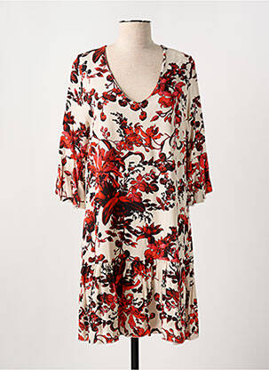 Robe courte manches 3/4 manches 3/4 orange GILMA D'AGO' femme