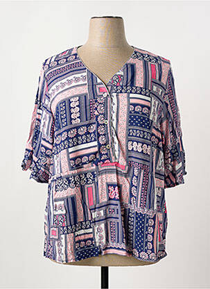 Blouse tissage popeline manches 3/4 bleu GRIFFON femme