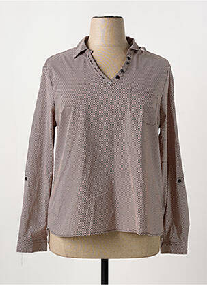 Blouse tissage popeline manches longues rouge THEL ELEGANCE femme