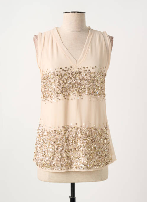 Top coupe cintrée sans manche rose AKELA KEY femme