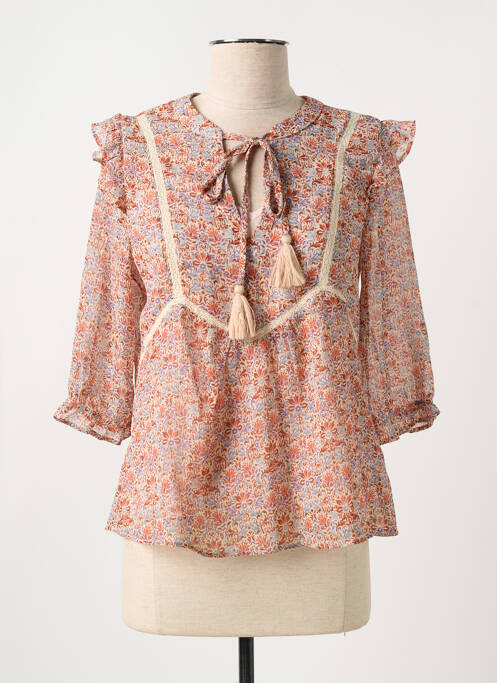 Blouse légère et transparente manches 3/4 orange RUE MAZARINE femme