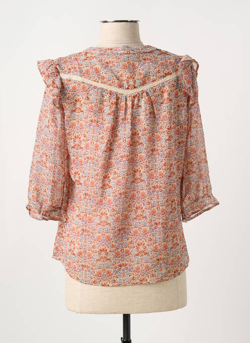 Blouse légère et transparente manches 3/4 orange RUE MAZARINE femme