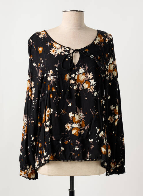 Blouse imprimé fleurs manches longues noir KANOPE femme