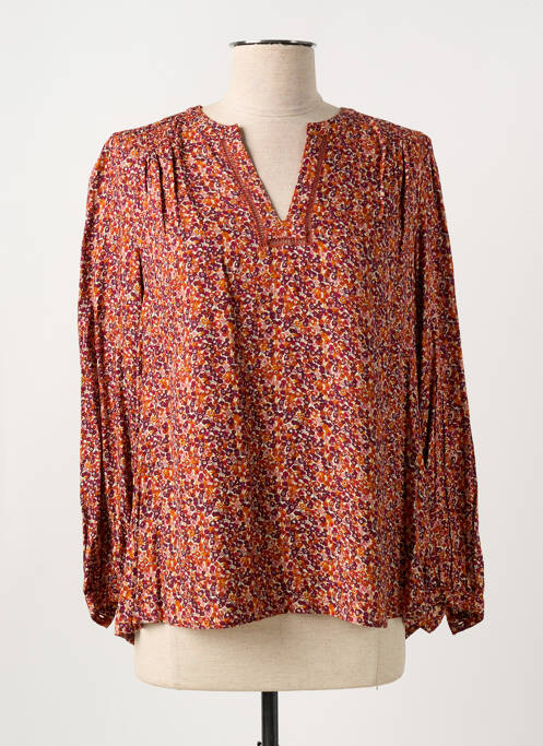 Blouse imprimé fleurs manches 3/4 orange INDI & COLD femme