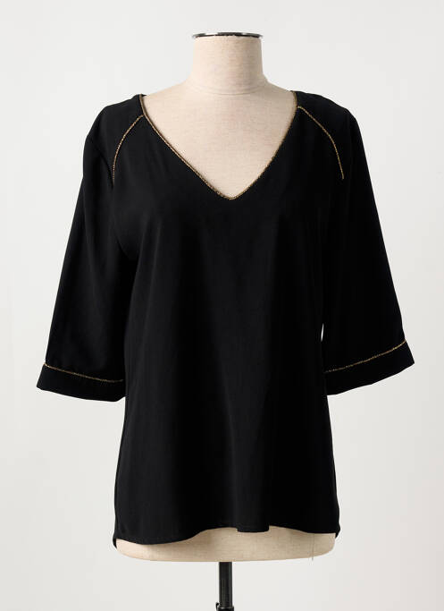 Top coupe cintrée manches 3/4 noir MAMOUCHKA femme