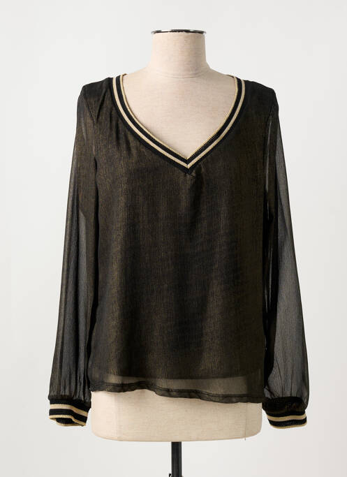 Blouse légère et transparente manches longues noir BELLITA femme